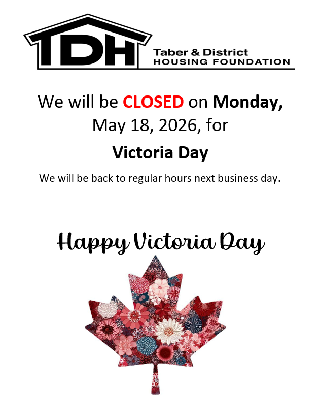 Admin Office at 5318 48 Ave, Taber will be CLOSED for Victoria Day